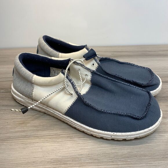 Hey Dude Wally Tri Varsity Men's Casual Shoes, Navy Size 10 Slip ON Comfort - Picture 1 of 8